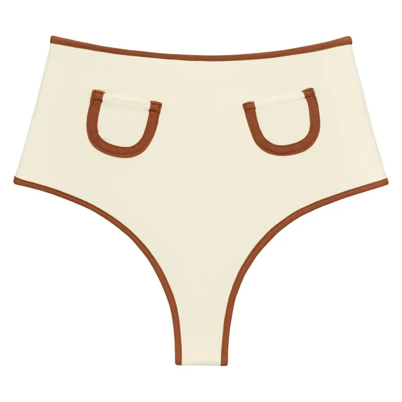 Oat Terracotta Binded Polly Bikini Bottom sold by Larroude