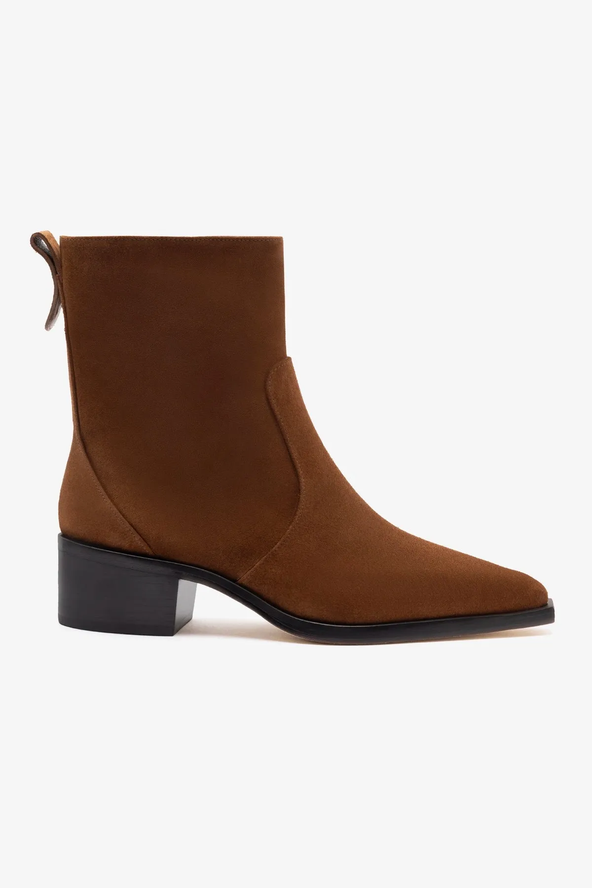 Florencia Low Boot In Burnt Umber Suede sold by Larroude