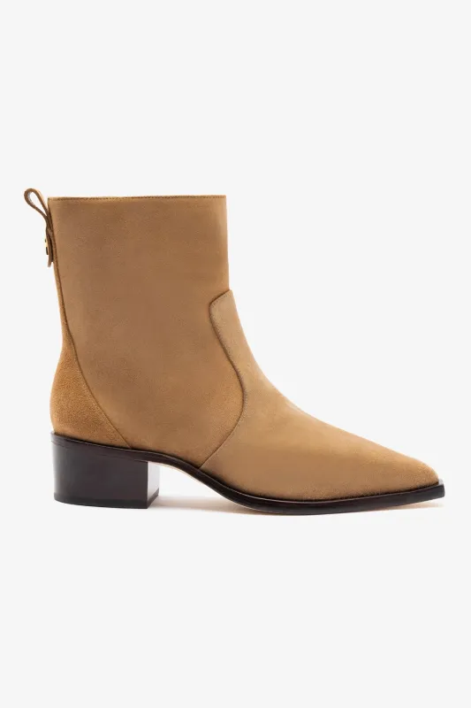 Florencia Low Boot In Peanut Suede sold by Larroude