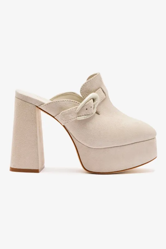 Dolly Verona Clog In Mushroom Grey Suede sold by Larroude