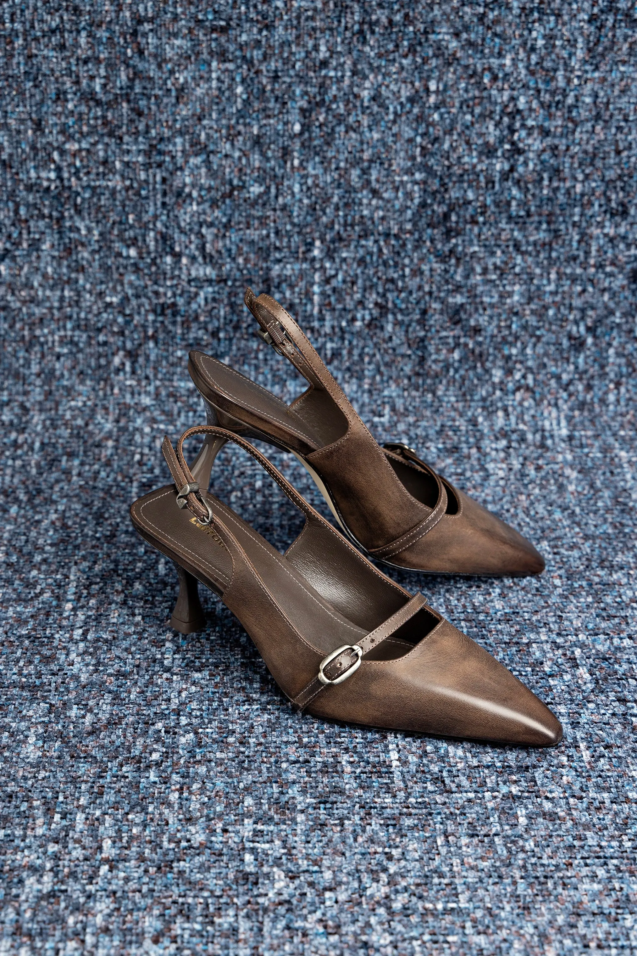 Ines Pump In Brown Shadow Leather sold by Larroude product image thumbnail 5