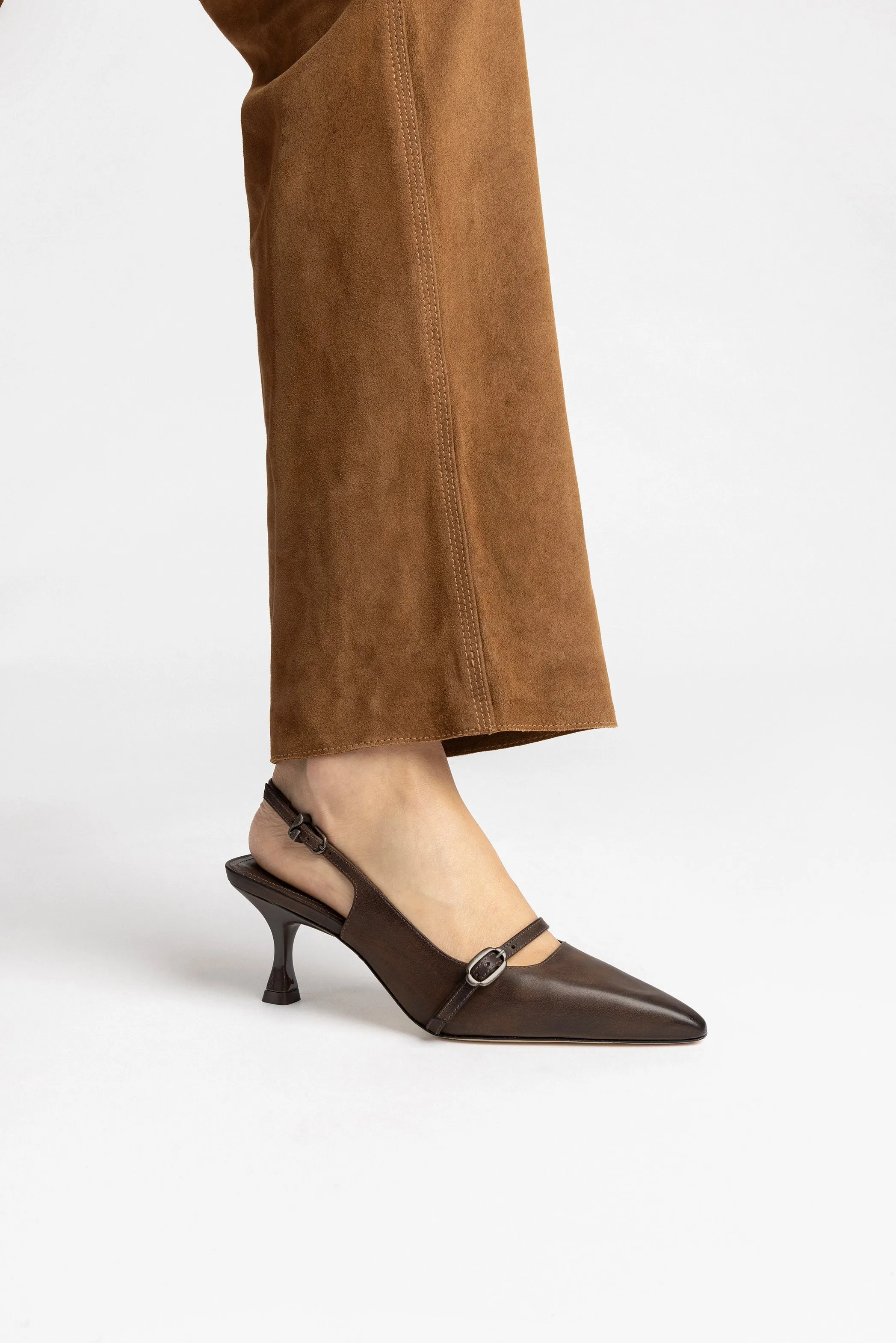 Ines Pump In Brown Shadow Leather sold by Larroude product image thumbnail 2