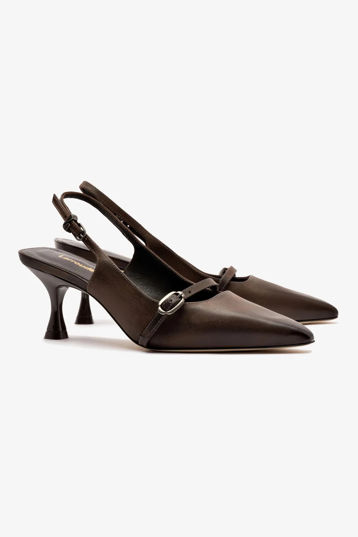 Ines Pump In Brown Shadow Leather sold by Larroude product image thumbnail 3