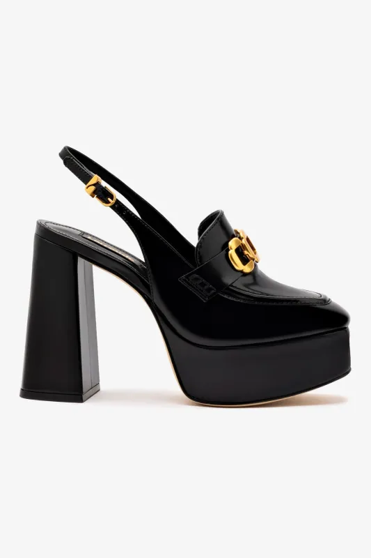 Harrington Loafer Hi In Black Box Leather sold by Larroude
