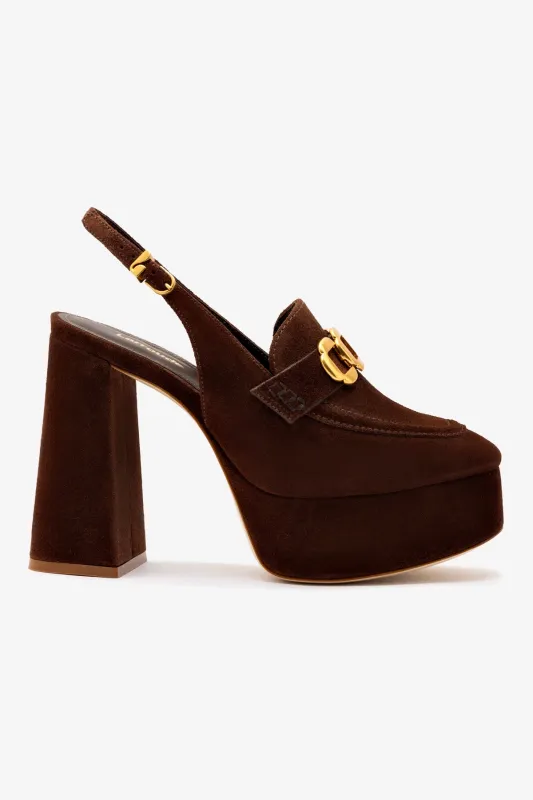 Harrington Loafer Hi In Brown Suede sold by Larroude