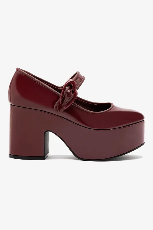 Verona Flatform In Burgundy Box Leather sold by Larroude