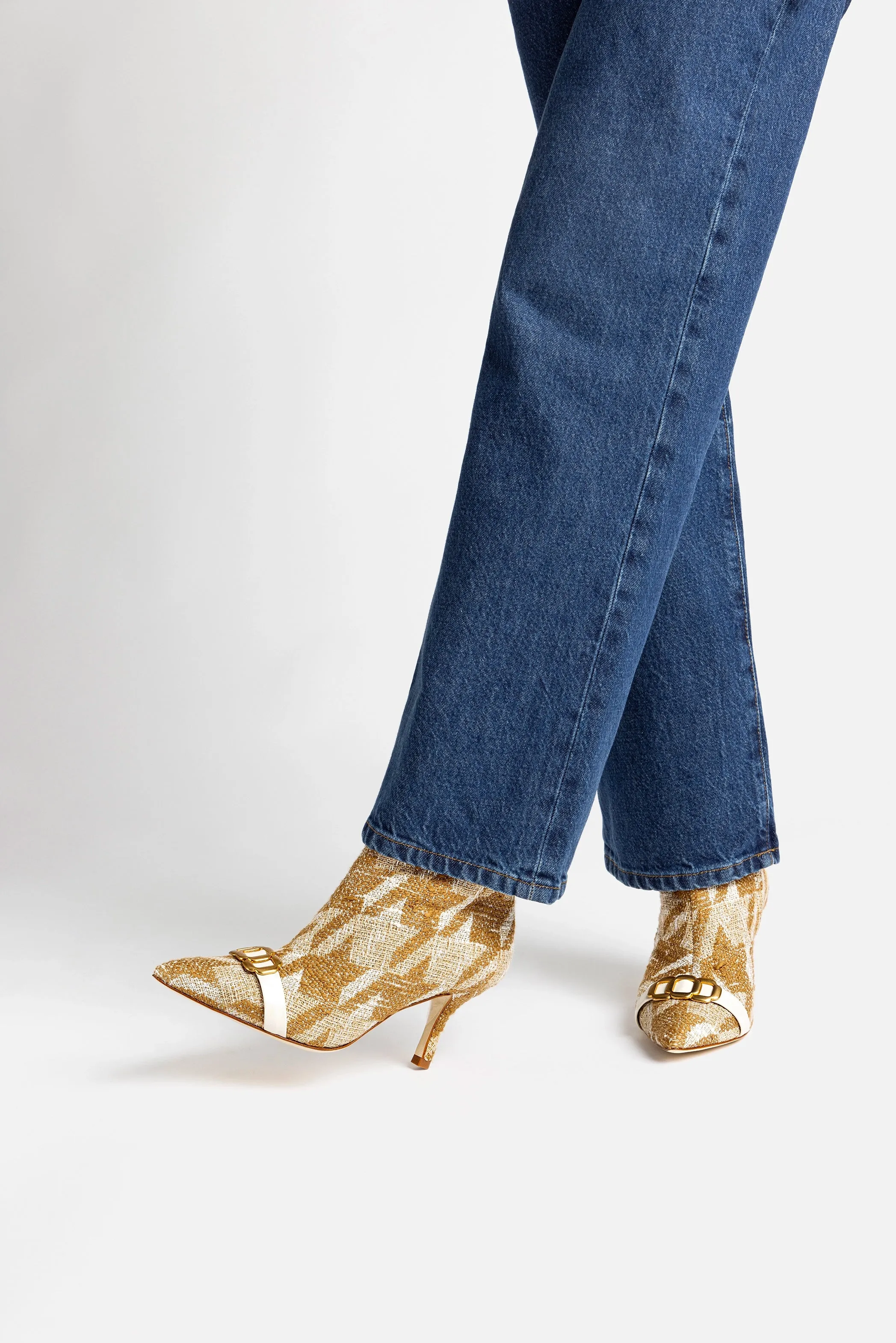 Mini Kate Boot In Latte Houndstooth Fabric sold by Larroude product image thumbnail 2