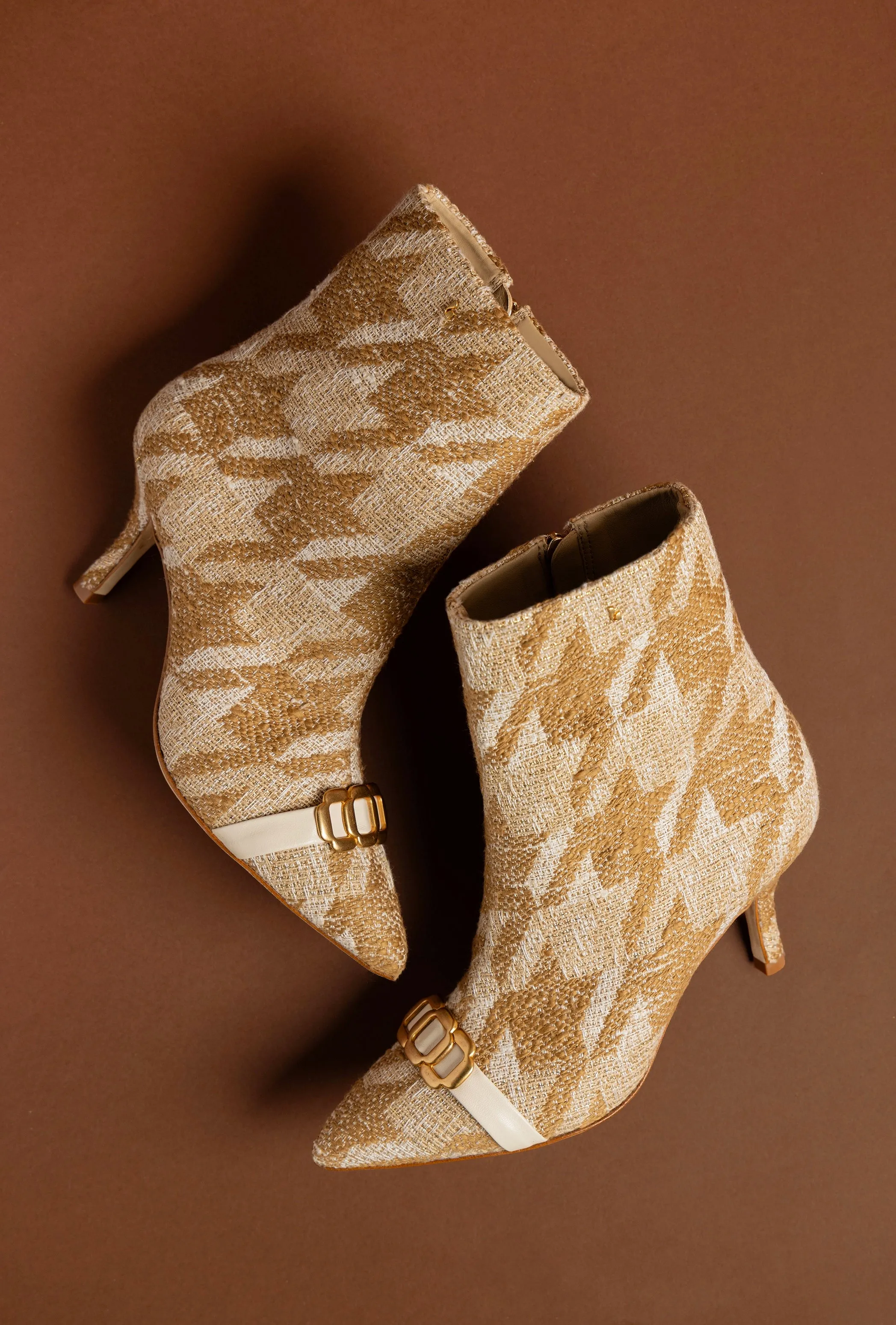 Mini Kate Boot In Latte Houndstooth Fabric sold by Larroude product image thumbnail 5