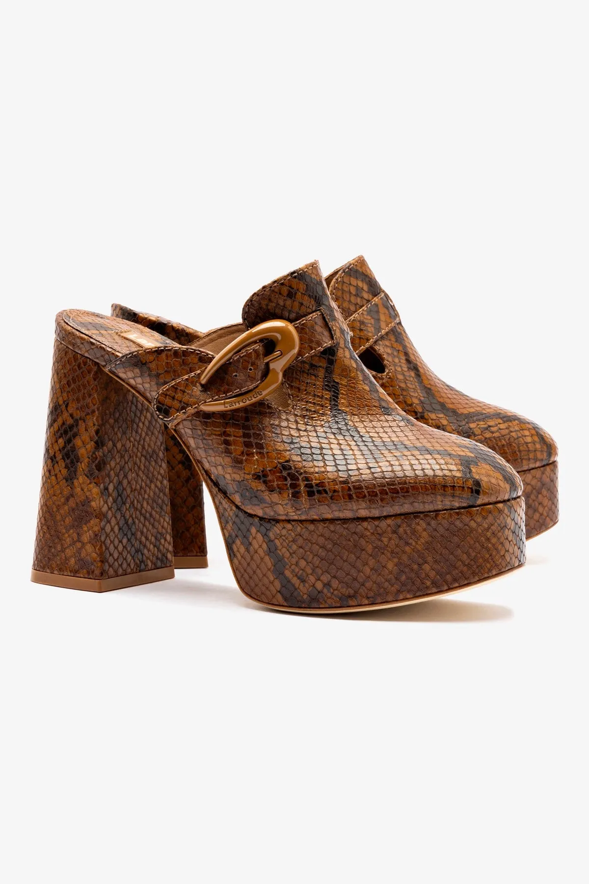 Dolly Verona Clog In Oud Python Embossed Leather sold by Larroude product image thumbnail 3