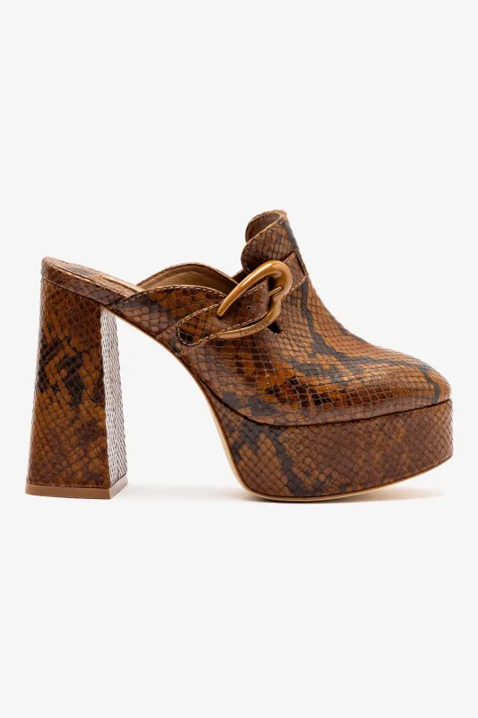 Dolly Verona Clog In Oud Python Embossed Leather sold by Larroude