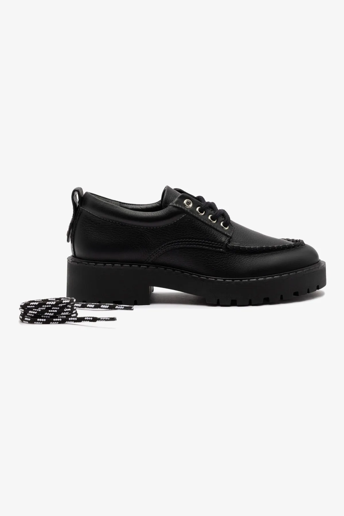 London Lace Up Loafer In Black Leather sold by Larroude product image thumbnail 5
