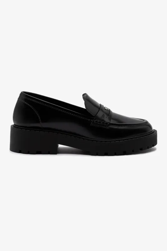 Suki Lugsole Loafer In Black Box Leather sold by Larroude