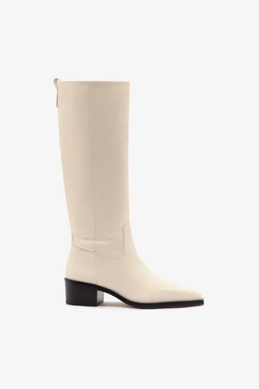 Florencia Boot In Ivory Leather sold by Larroude