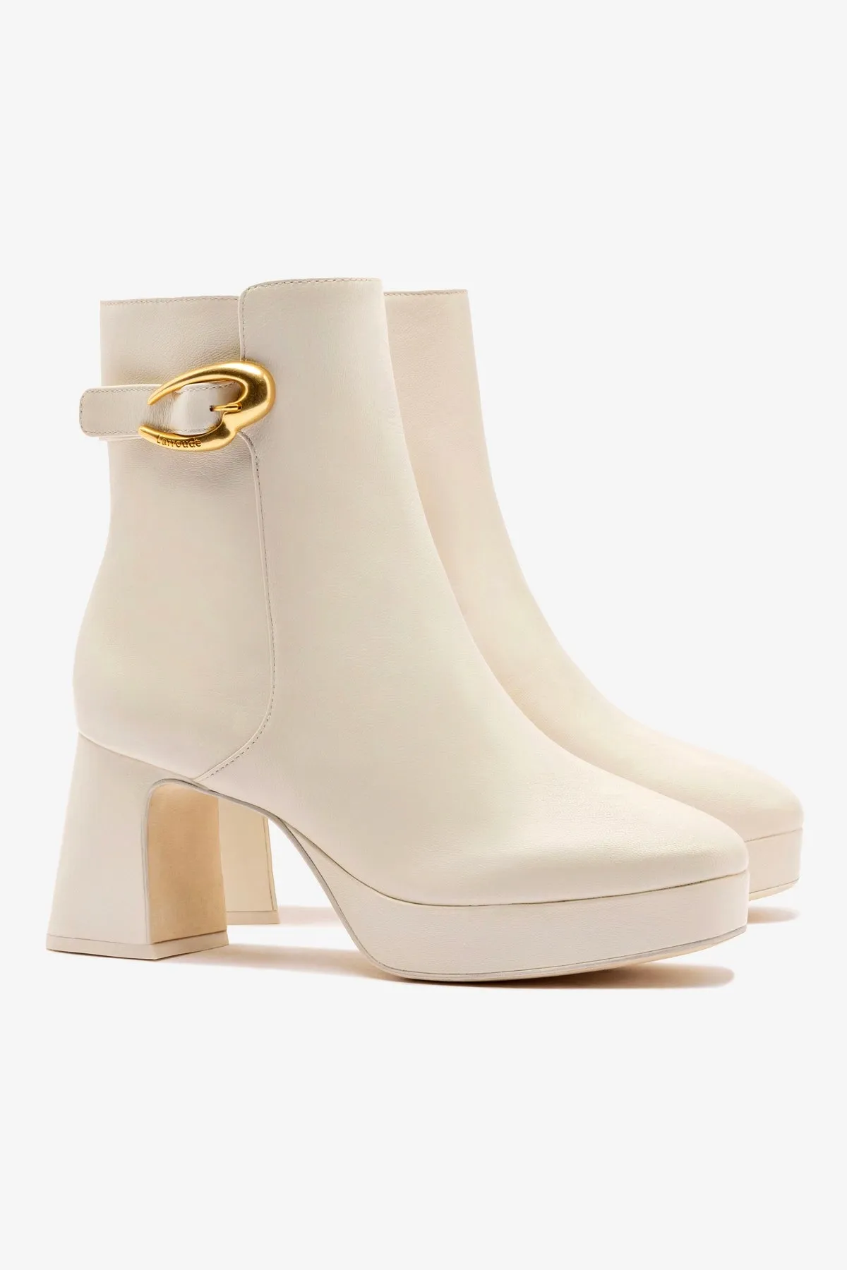 Dolly Verona Low Boot In Ivory Leather sold by Larroude product image thumbnail 3