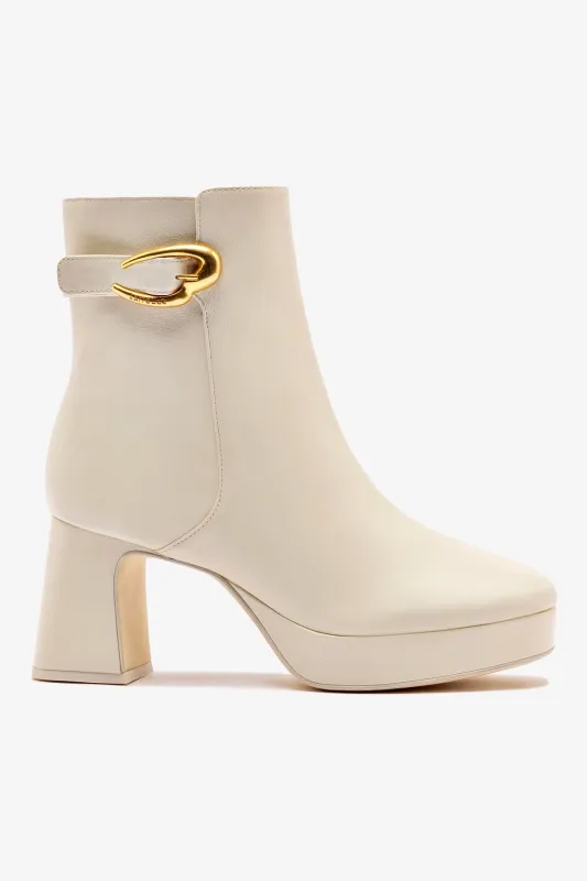 Dolly Verona Low Boot In Ivory Leather sold by Larroude