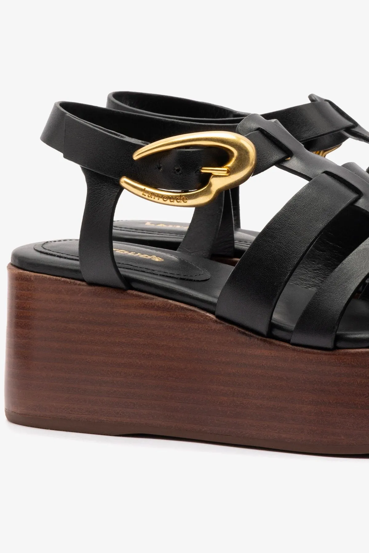 Stevie Verona Flatform Sandal In Black Leather sold by Larroude product image thumbnail 4