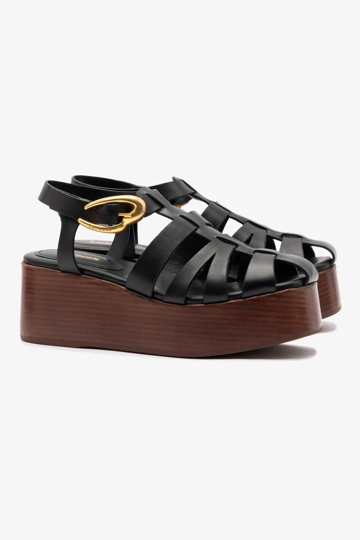 Stevie Verona Flatform Sandal In Black Leather sold by Larroude product image thumbnail 3