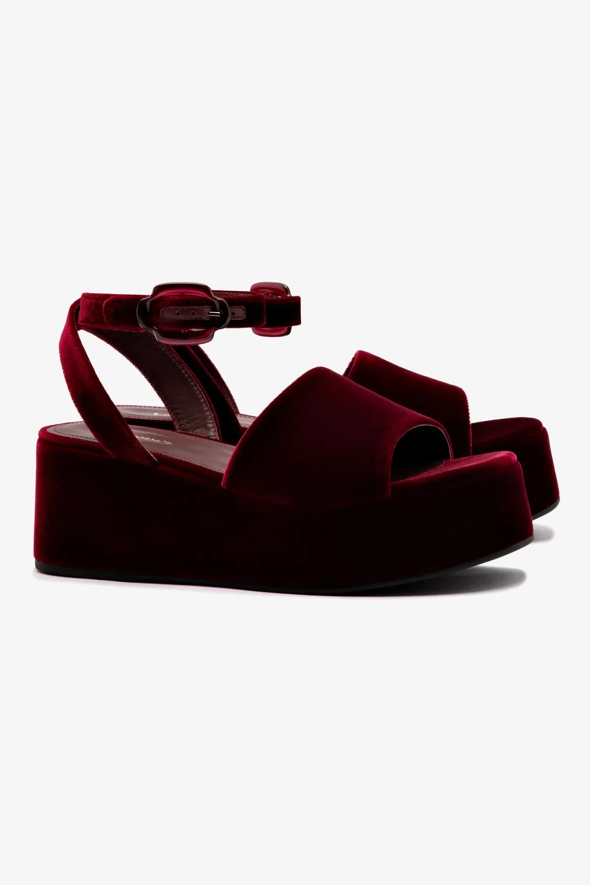 Charli Flatform Sandal In Wine Velvet sold by Larroude product image thumbnail 3