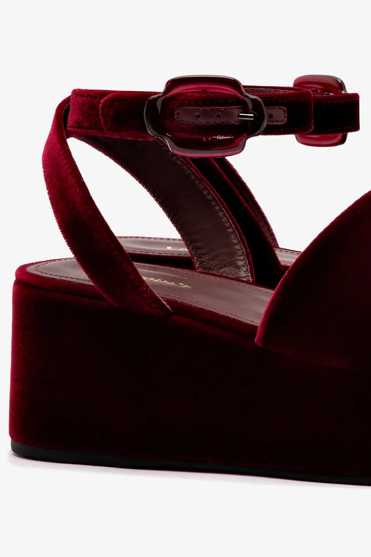 Charli Flatform Sandal In Wine Velvet sold by Larroude product image thumbnail 4