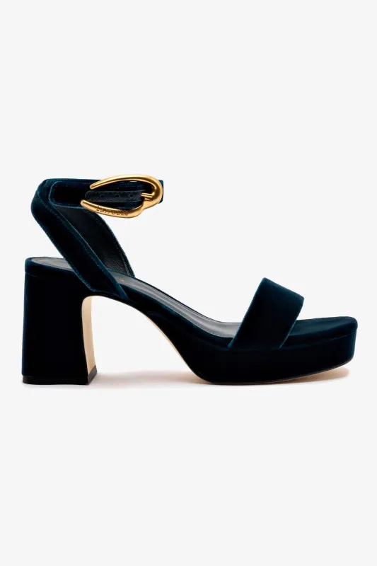 Dolly Verona Low Sandal In Deepsea Velvet sold by Larroude