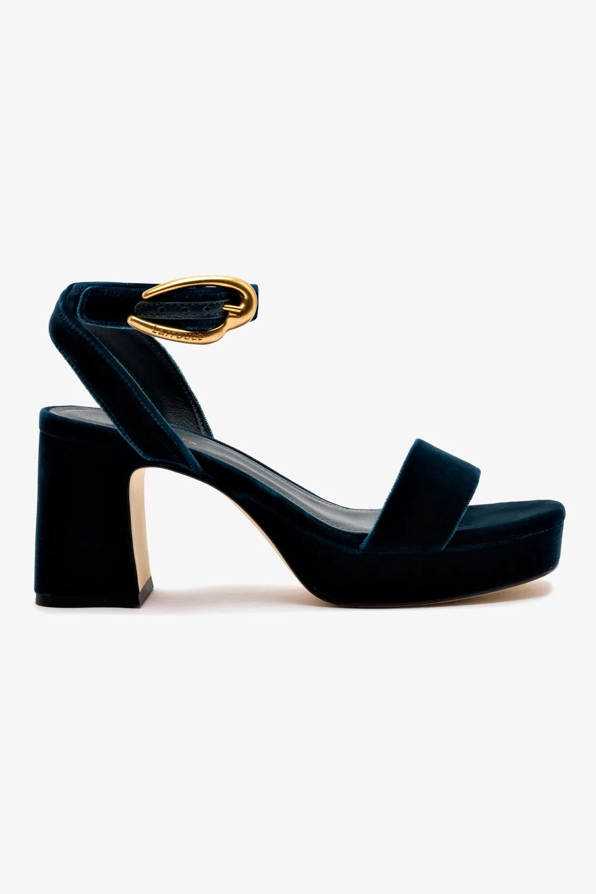 Dolly Verona Low Sandal In Deepsea Velvet sold by Larroude