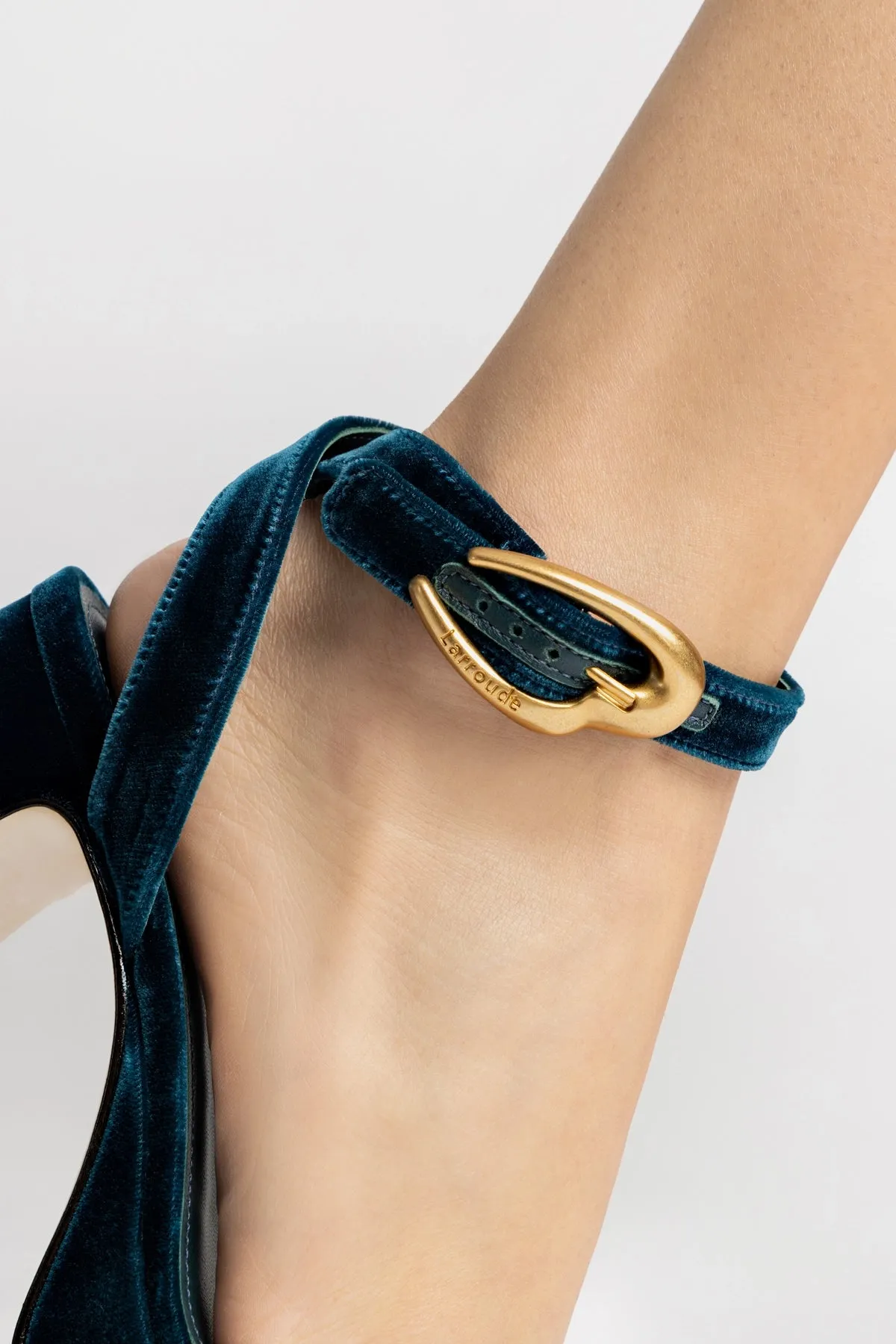 Dolly Verona Low Sandal In Deepsea Velvet sold by Larroude product image thumbnail 5