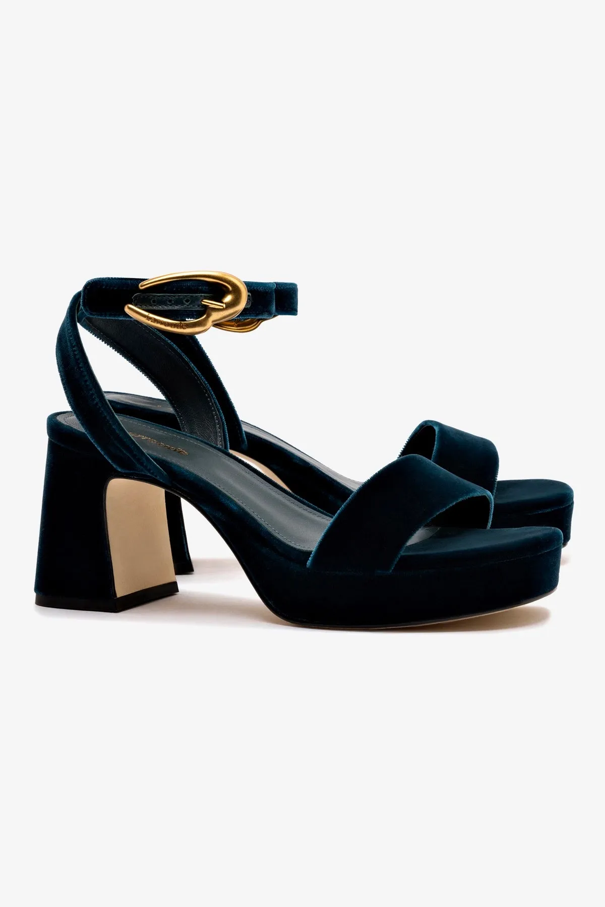 Dolly Verona Low Sandal In Deepsea Velvet sold by Larroude product image thumbnail 3