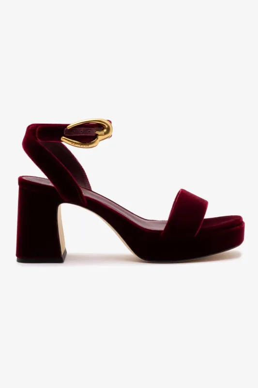 Dolly Verona Low Sandal In Wine Velvet sold by Larroude