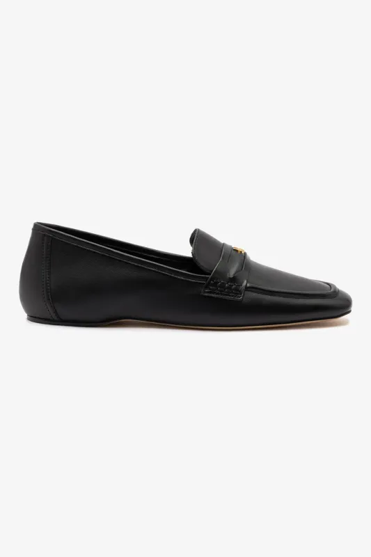 Suki Flat Loafer In Black Leather sold by Larroude