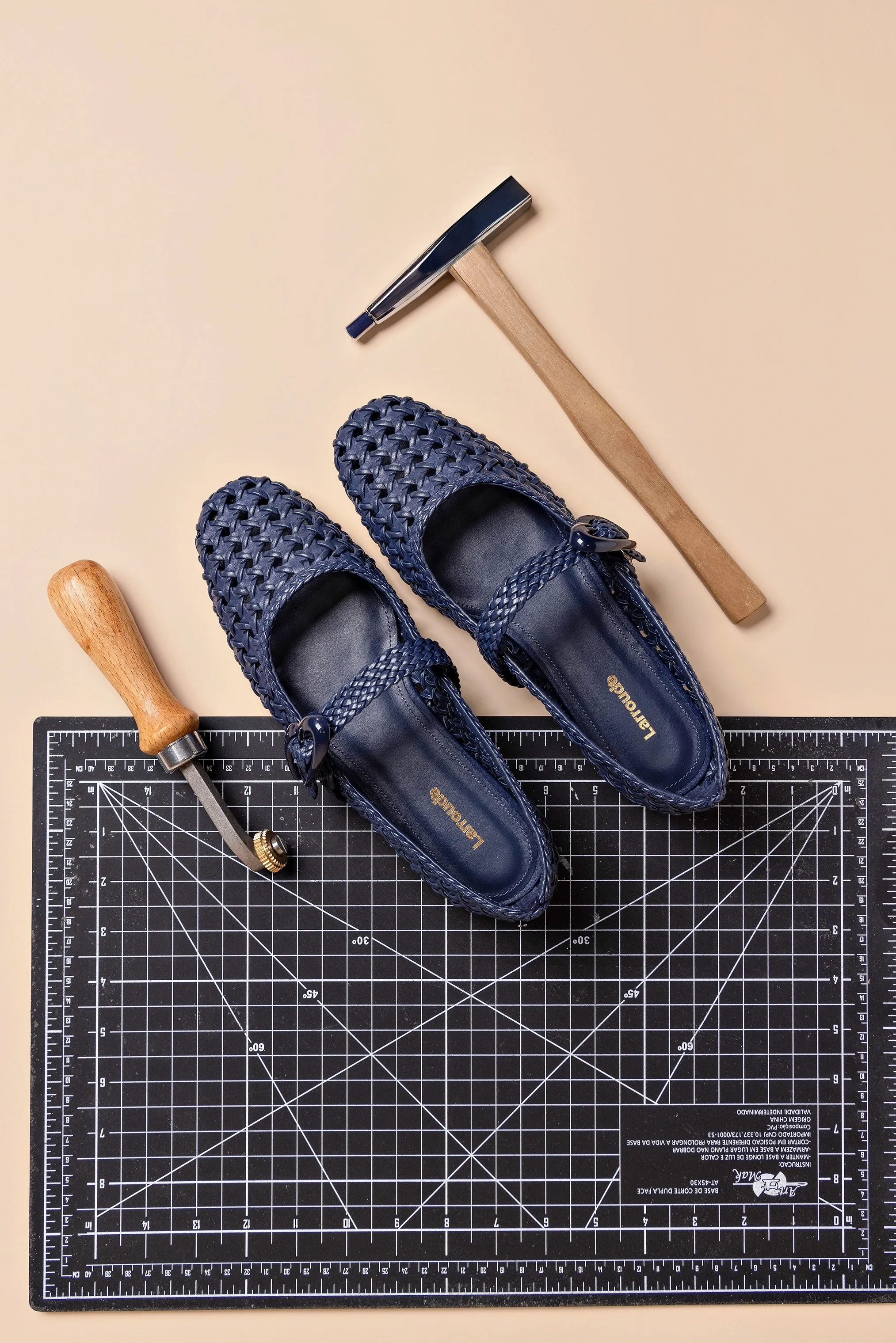 Verona New Macrame Ballet Flat In Navy Leather sold by Larroude product image thumbnail 5