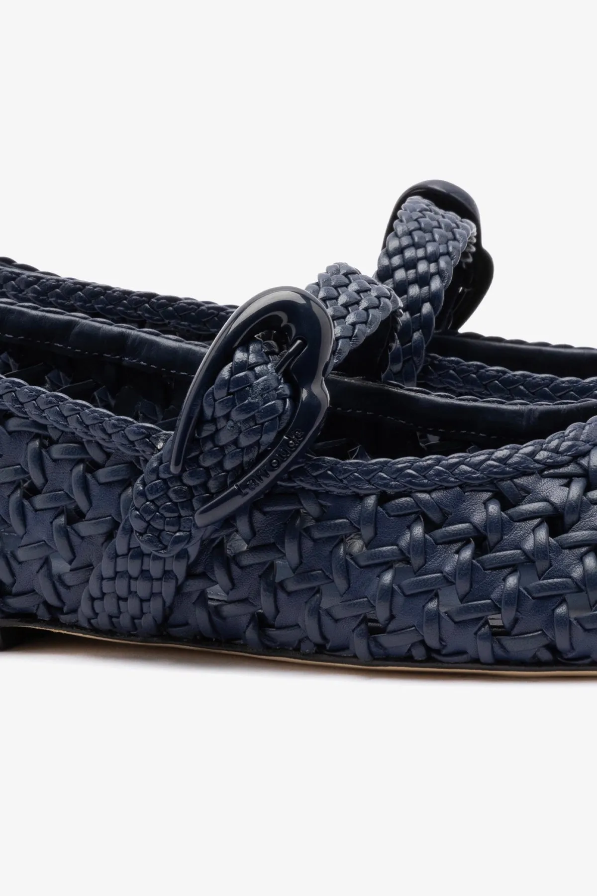 Verona New Macrame Ballet Flat In Navy Leather sold by Larroude product image thumbnail 4