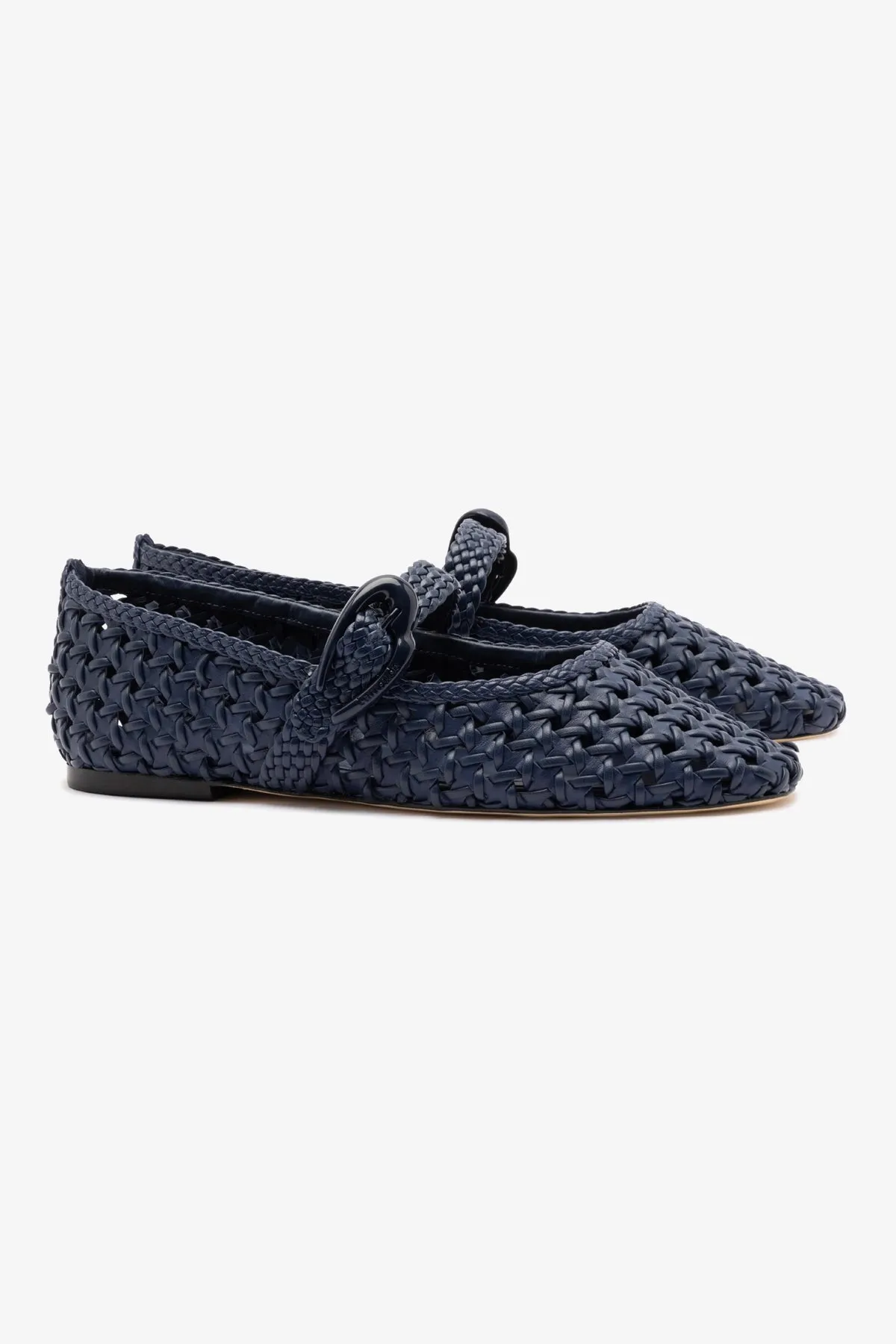 Verona New Macrame Ballet Flat In Navy Leather sold by Larroude product image thumbnail 3