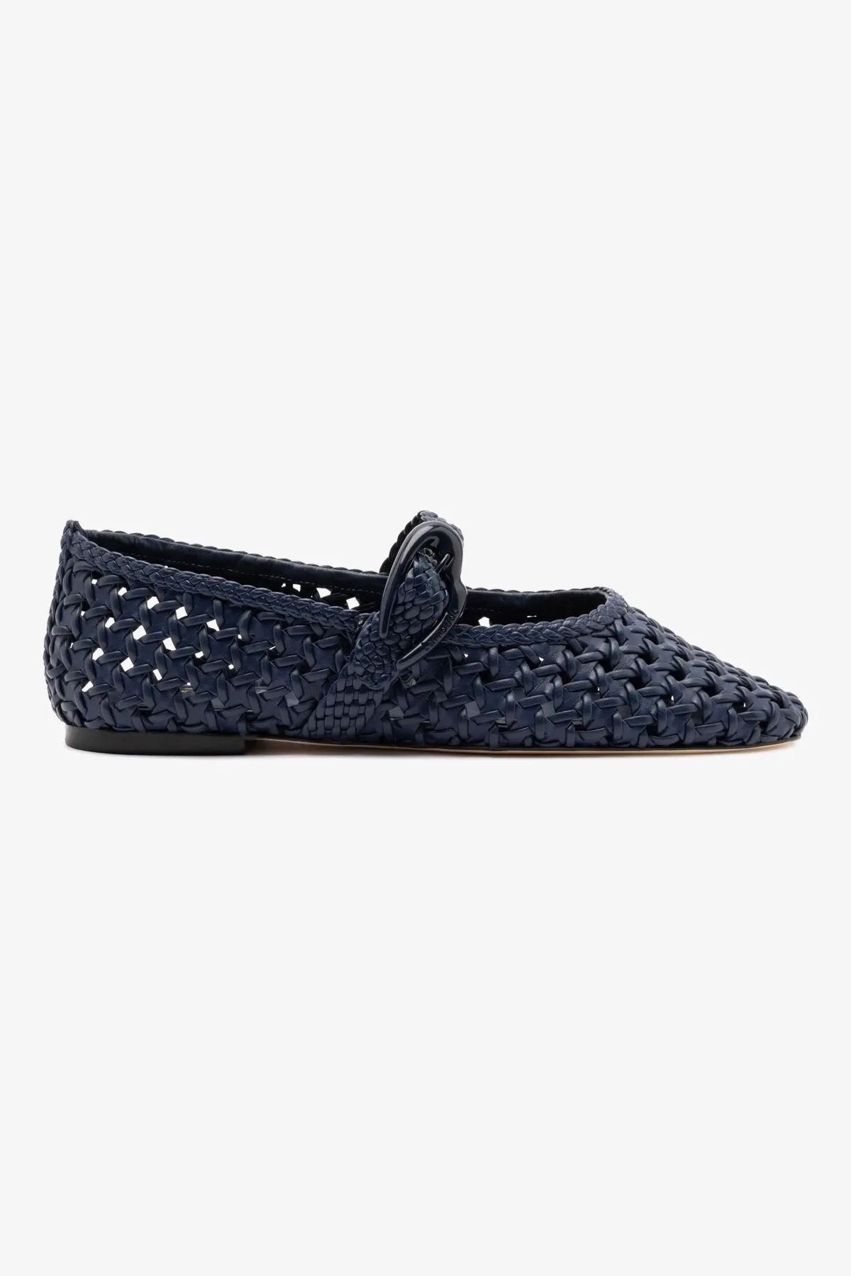Verona New Macrame Ballet Flat In Navy Leather sold by Larroude