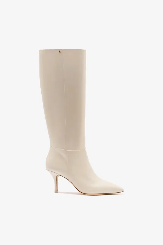 Kate Mid Boot In Ivory Leather sold by Larroude