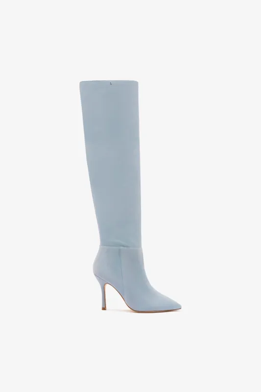 Kate Hi Boot In Light Blue Suede sold by Larroude