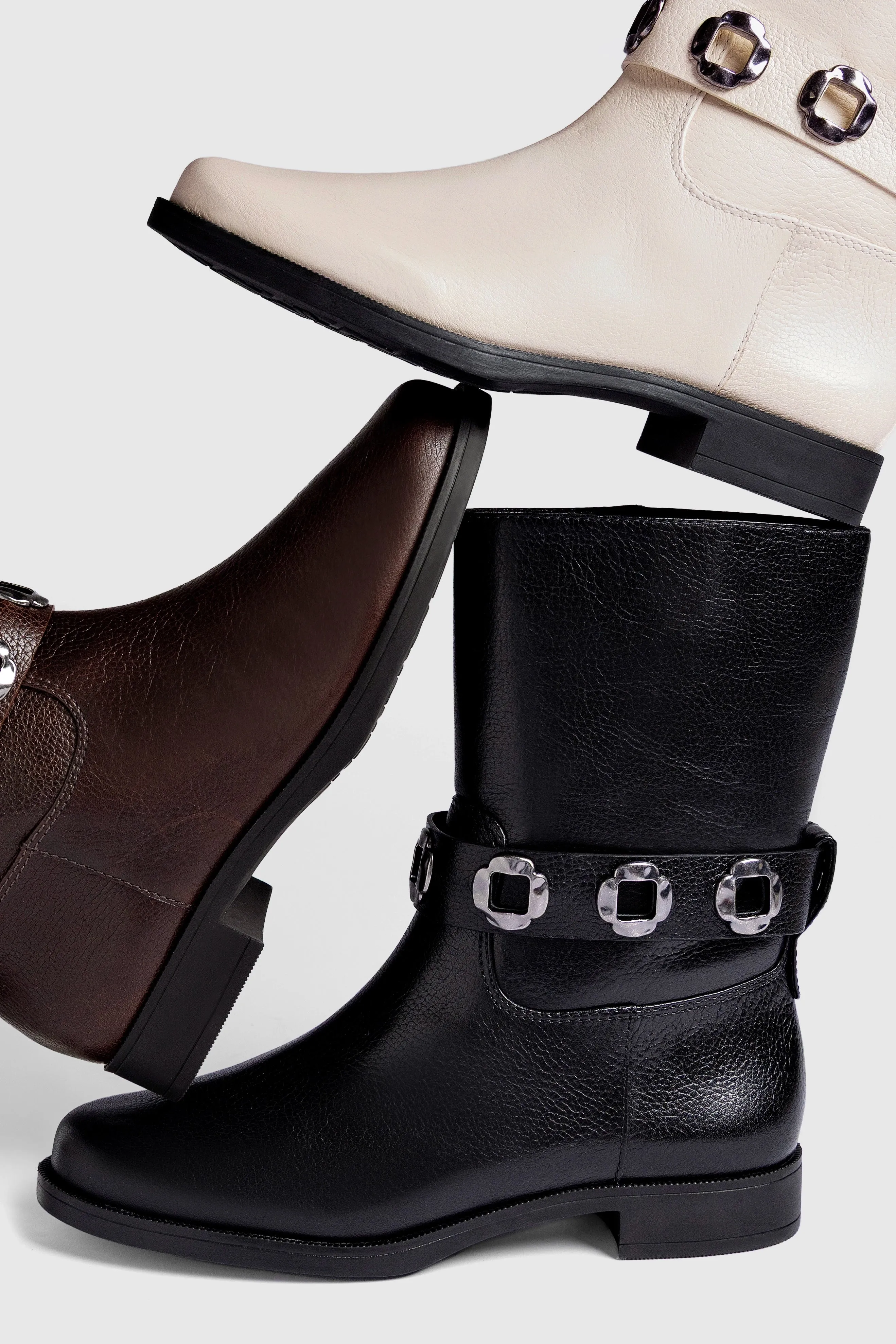 Milan Flat Bootie In Ivory Leather sold by Larroude product image thumbnail 5