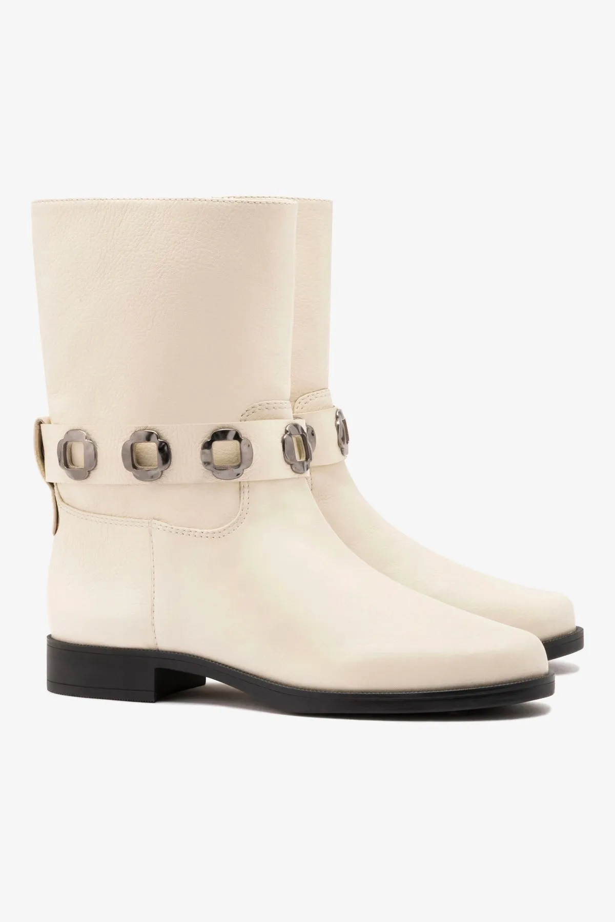 Milan Flat Bootie In Ivory Leather sold by Larroude product image thumbnail 3