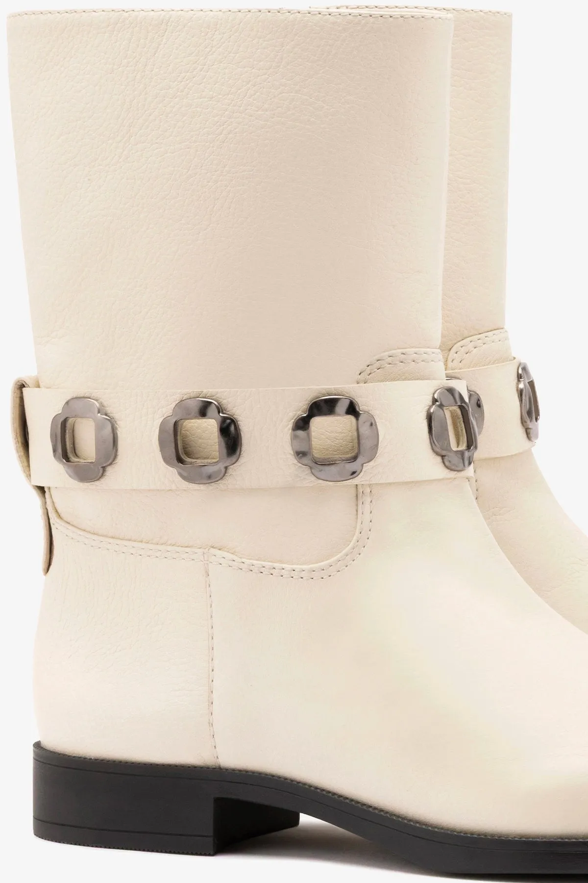 Milan Flat Bootie In Ivory Leather sold by Larroude product image thumbnail 4