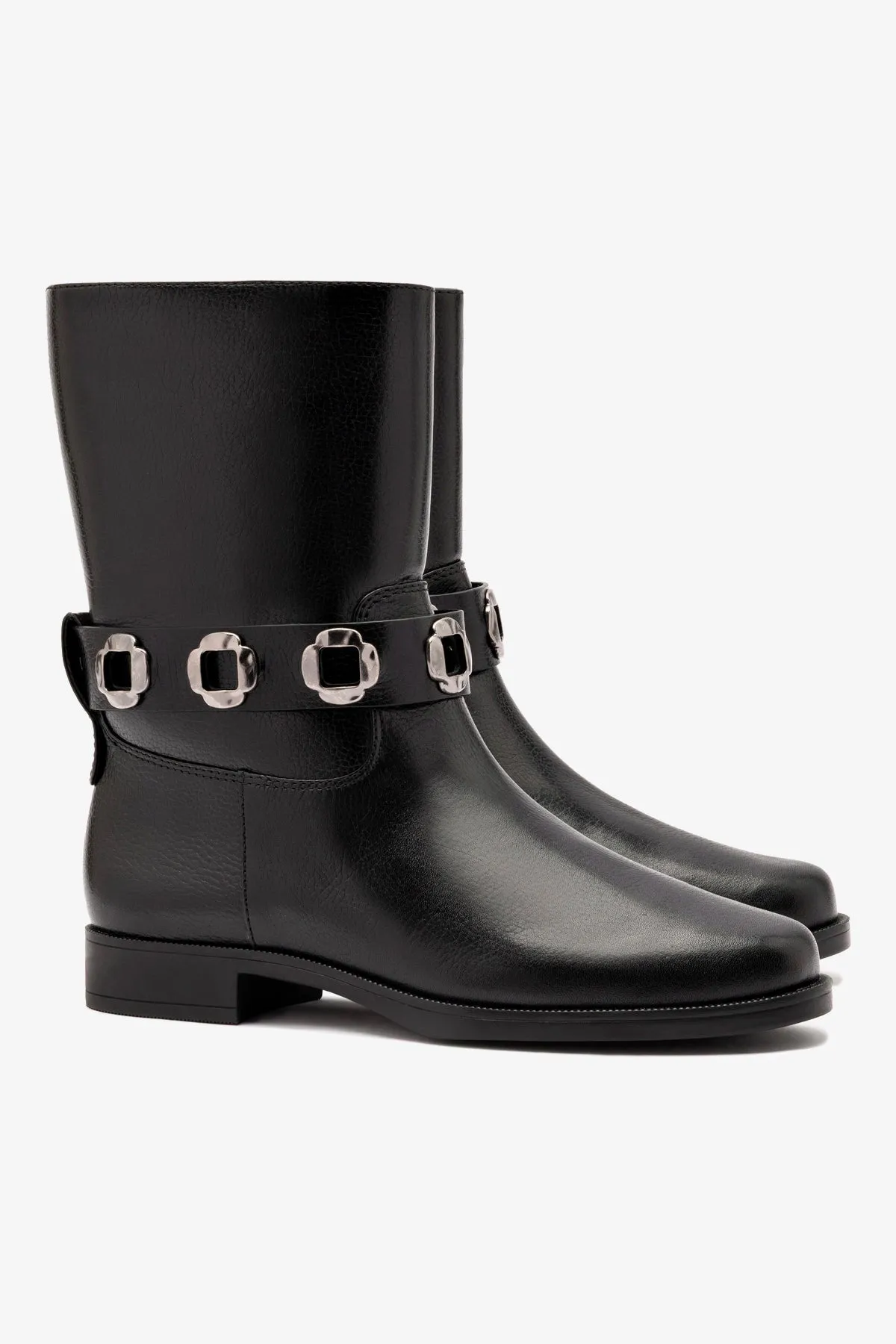 Milan Flat Bootie In Black Leather sold by Larroude product image thumbnail 3