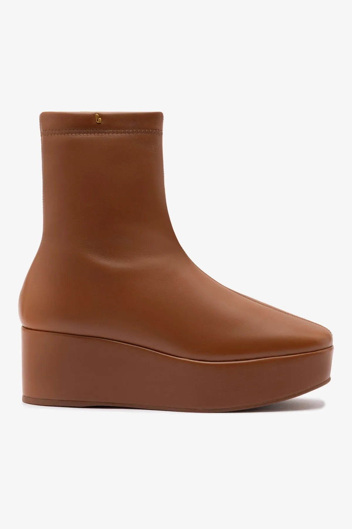 Dani New Flatform Boot In Caramel Leather sold by Larroude
