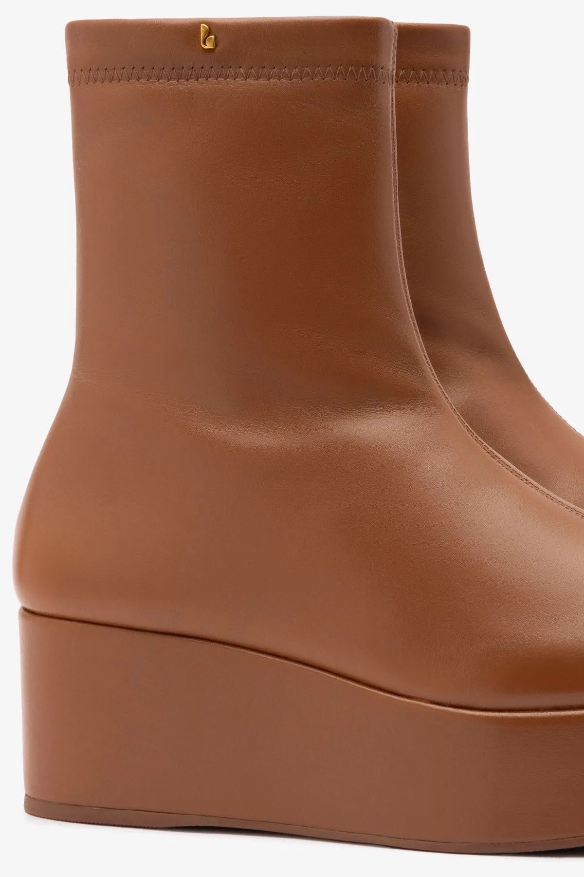 Dani New Flatform Boot In Caramel Leather sold by Larroude product image thumbnail 4