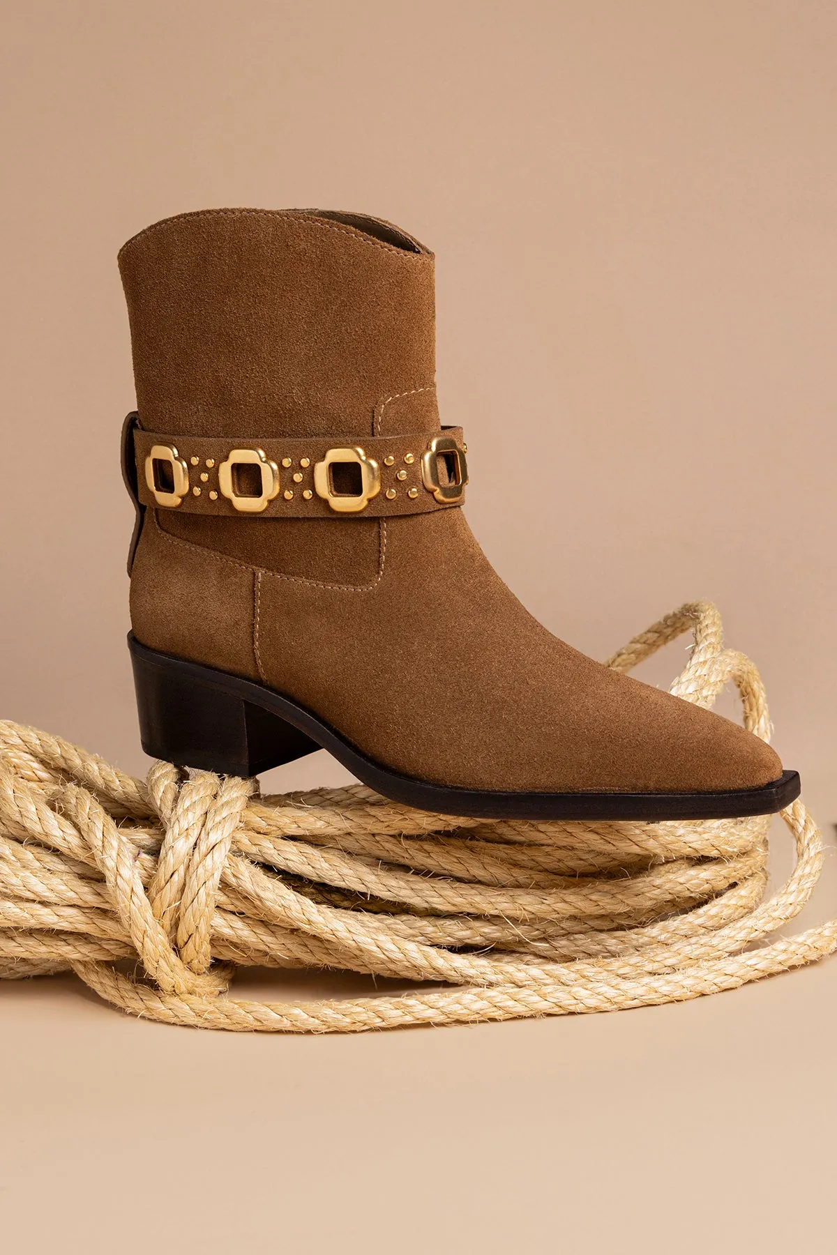 Milan Rodeo Bootie In Russet Suede sold by Larroude product image thumbnail 2