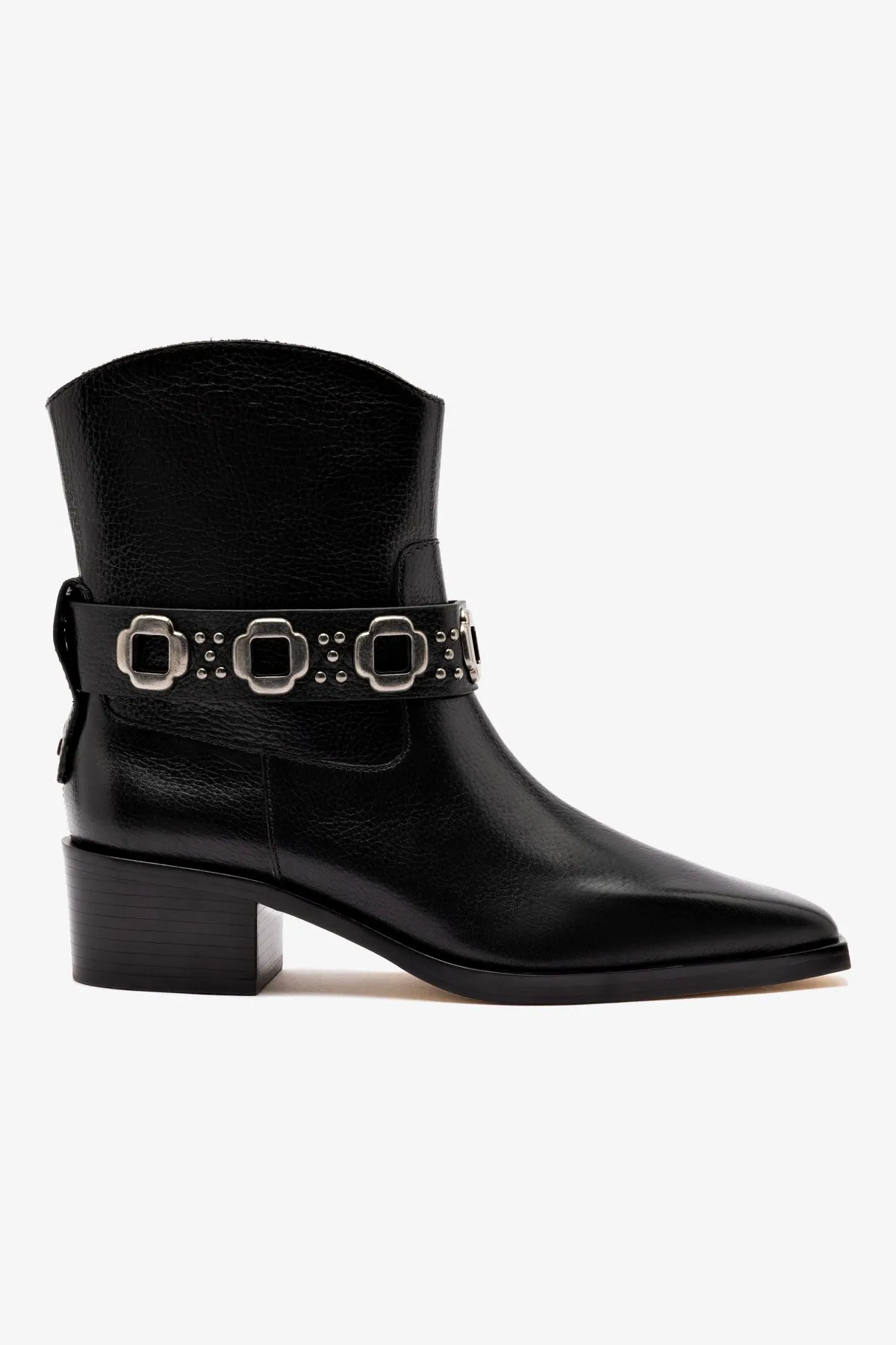 Milan Rodeo Bootie In Black Leather sold by Larroude