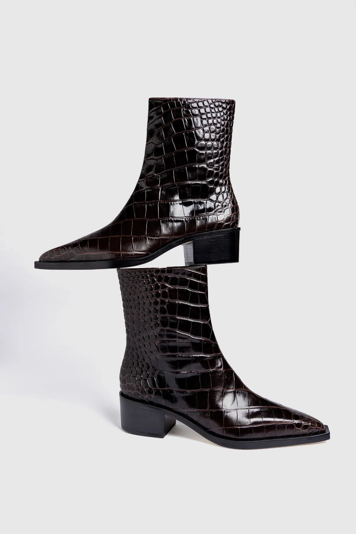 Florencia Low Boot In Croco Brown Leather sold by Larroude product image thumbnail 5