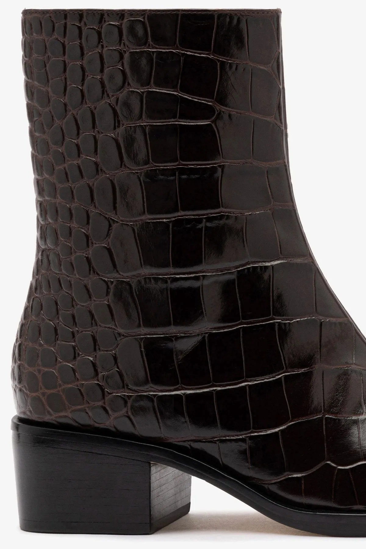 Florencia Low Boot In Croco Brown Leather sold by Larroude product image thumbnail 4