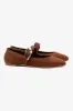Verona Ballet Flat In Burnt Umber Suede sold by Larroude