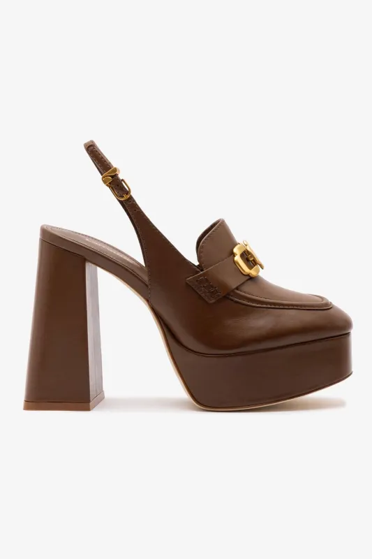 Harrington Hi Loafer In Burnt Umber Leather sold by Larroude