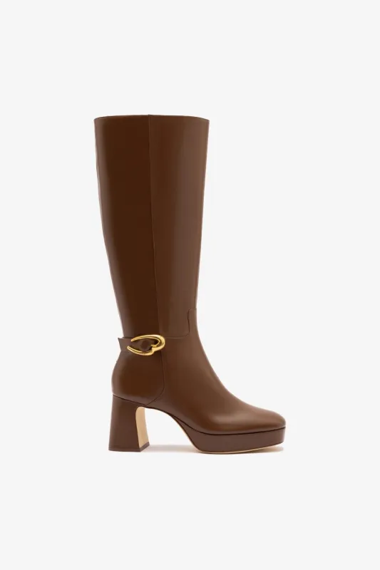 Dolly Verona Hi Boot In Burnt Umber Leather sold by Larroude