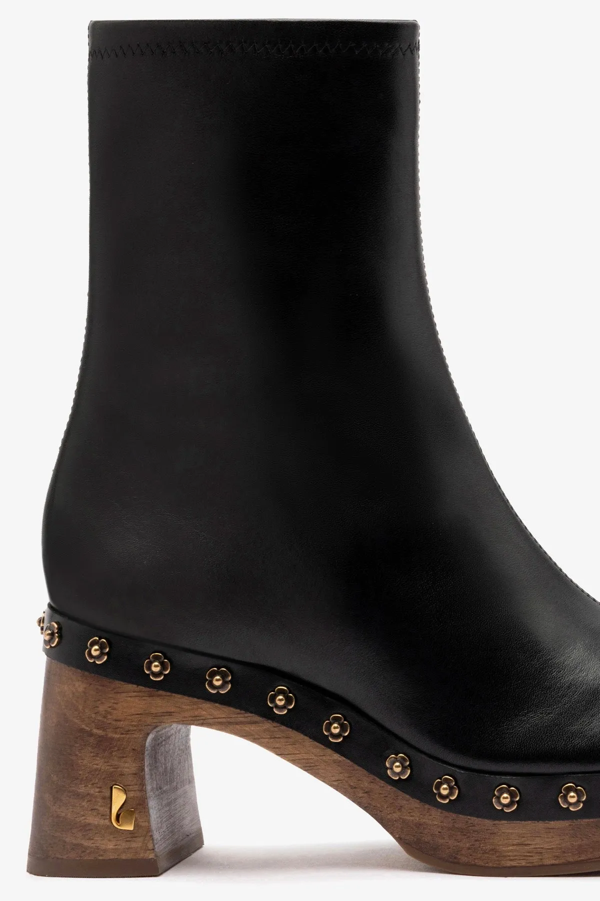 Dolly Wooden Boot Low In Black Leather sold by Larroude product image thumbnail 3