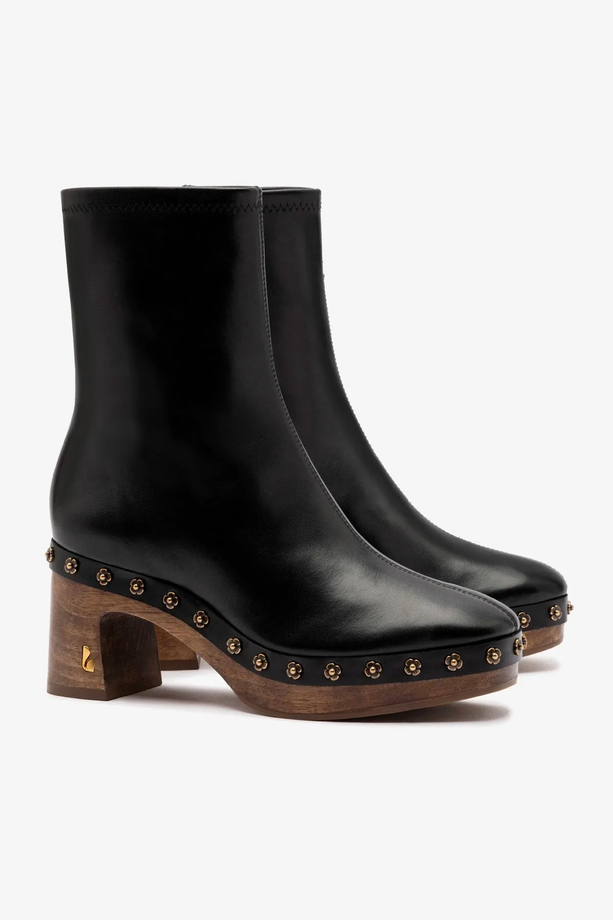 Dolly Wooden Boot Low In Black Leather sold by Larroude product image thumbnail 2